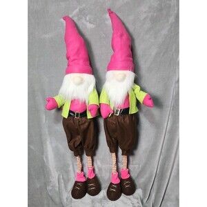 Set of 2 Hand Made Gnomes 3.5 Feet Tall Christmas or Spring Themed